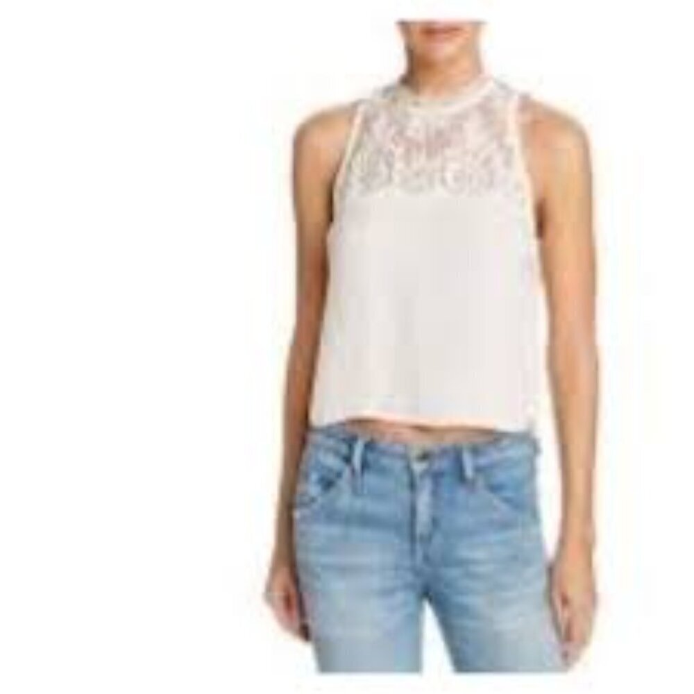 Free People white lace open back blouse size small 1301